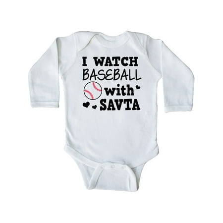 

Inktastic I Watch Baseball with My Savta Gift Baby Boy or Baby Girl Long Sleeve Bodysuit