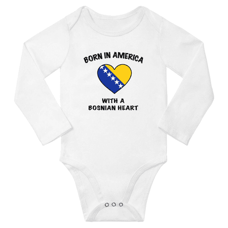 

Born in America With a Bosnian Heart Baby Long Sleeve Bodysuit (White 12 Months)