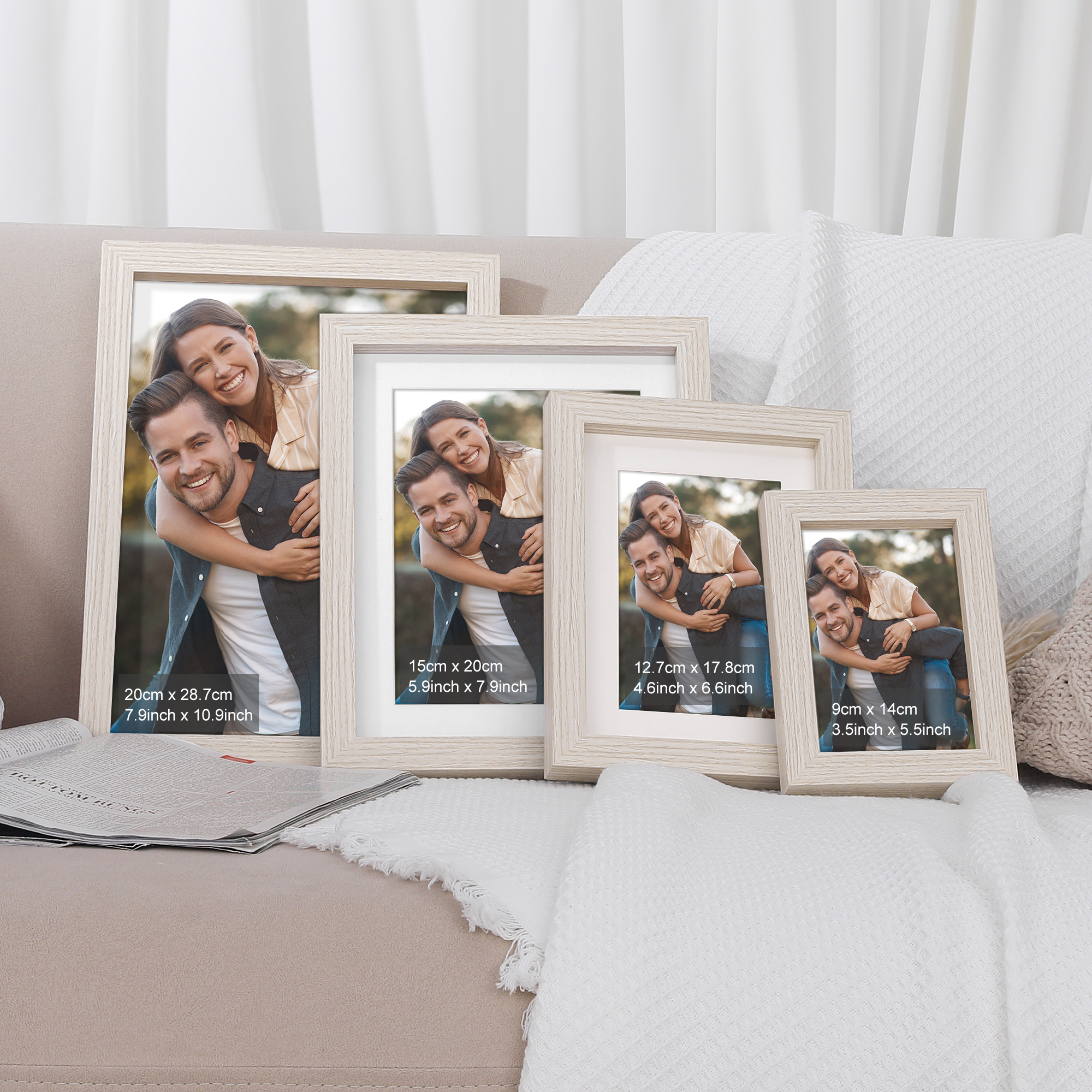 Unique Bargains Picture Frame Rustic Texture Frame Distressed Farmhouse Brown -3Pcs 4x6
