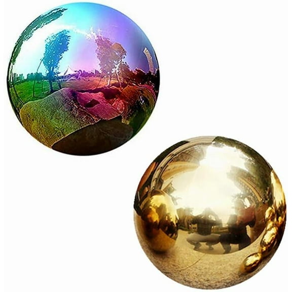 Gazing Ball -6/5/4/3Inch Gazing Globe Balll, Stainless Steel Shiny Mirror Balls for Gardens and Ponds, 2-Pack (5inch)