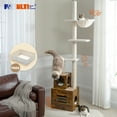 PEQULTI 95110" Floor to Ceiling Wooden Cat Tree with Cat Litter Box