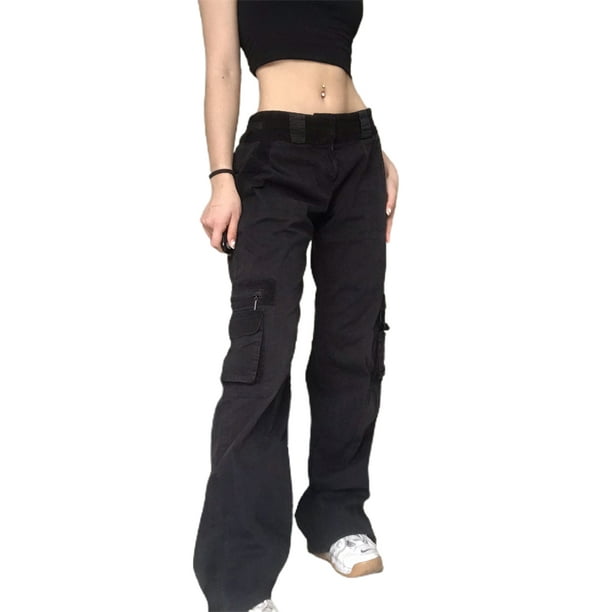 FOCUSNORM Women's High Waist Baggy Jeans Flap Pocket Relaxed Fit