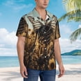 thumbnail image 3 of Gukieu Skull Butterfly Sunflower Print Men's Short-sleeved Shirts, Button-down Lapel Hawaiian Shirts, T-shirts, Beach Vacation Summer Casual Wear,3X-Large, 3 of 7