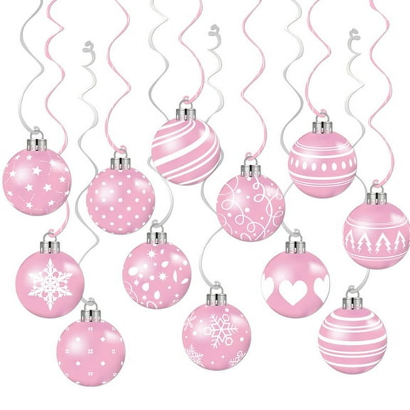 24PCS Pink Christmas Balls Hanging Decoration Xmas Decor Ornaments Holiday Supplies Tree Pendant