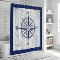 thumbnail image 6 of Blue Compass Nautical Shower Curtain, Waterproof Shower Curtains for Bathroom, Coastal Abstract Art Retro Washable Fabric Bathtub Curtain Set Bath Decor with 12 Hooks Long 72"x84", 6 of 8