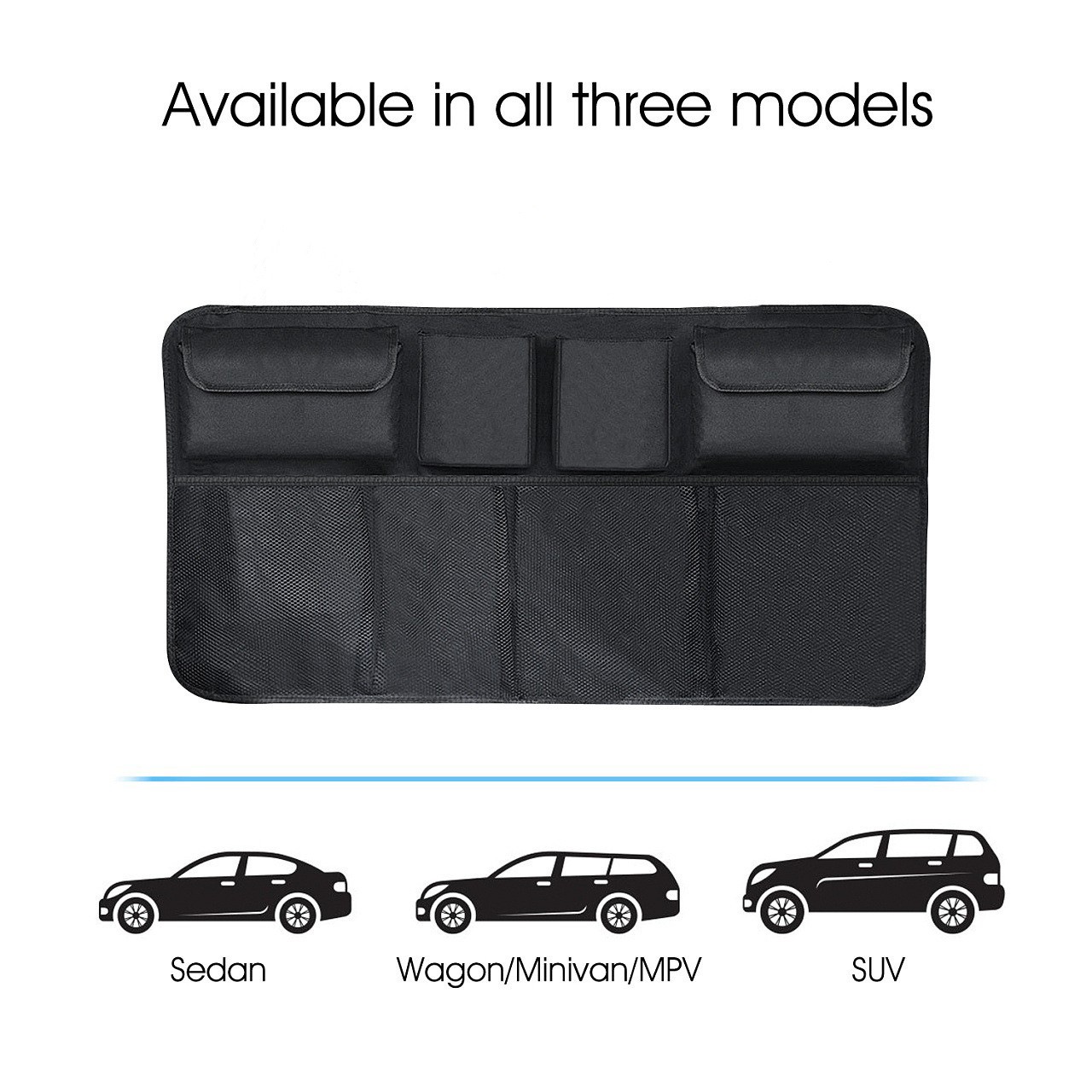 Leather Hanging Trunk Organizer for Car SUV – Large Waterproof Backseat Storage Bag with Multiple Compartments, Foldable Car Storage Organizer