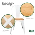 thumbnail image 3 of Silla Tolix Vintage Con Asiento Madera Para Comedor Hogar blanco, 3 of 9