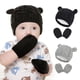 thumbnail image 4 of Gorro y guantes para bebé, conjunto de guantes y gorro para bebé, gorros de punto de invierno, gorros para bebé recién nacido de 0 a 2 meses (S; negro), 4 of 5