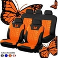 thumbnail image 2 of Full Set Car Seat Covers Premium Stylish Butterfly Painted Front Seats with Breathable Rear Bench Back Car Seat Protectors Cushion Universal Fits Most Automotive, Van, SUV, Truck Red, 2 of 5