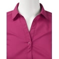 thumbnail image 4 of DOUBLJU Women's Slim Fit Plain Classic Short Sleeve Button Down Collar Shirt Blouse, 4 of 5