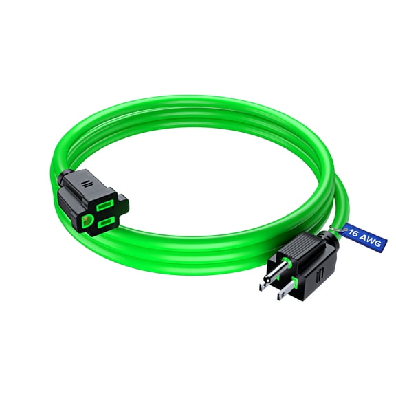 Maximm Extension Cord 3 Ft – Green Indoor & Outdoor Power Cords, 16 AWG SJTW, Heavy Duty, ETL Listed, Grounded 3-Prong – Extension Cable for Home, Office & Garage
