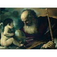 thumbnail image 2 of Guercino 18x14 Black Ornate Wood Framed Double Matted Museum Art Print Titled - God the Father and Angel (1620), 2 of 5