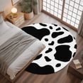 thumbnail image 3 of 4Ft Round Rug, Black and White Non-Skid Rubber Backing Large Area Rugs - Living Room Bedroom Home Office, Farmhouse Cow Black White Indoor Floor Mat Carpets Washable Rug, 3 of 9