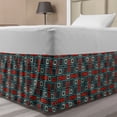 thumbnail image 1 of Geometric Bed Skirt, Repeated Squares Ornamental Abstract Pattern in Style Retro Mosaic, Elastic Bedskirt Dust Ruffle Wrap Around for Bedding Decor, 4 Sizes, Vermilion Teal, by Ambesonne, 1 of 2