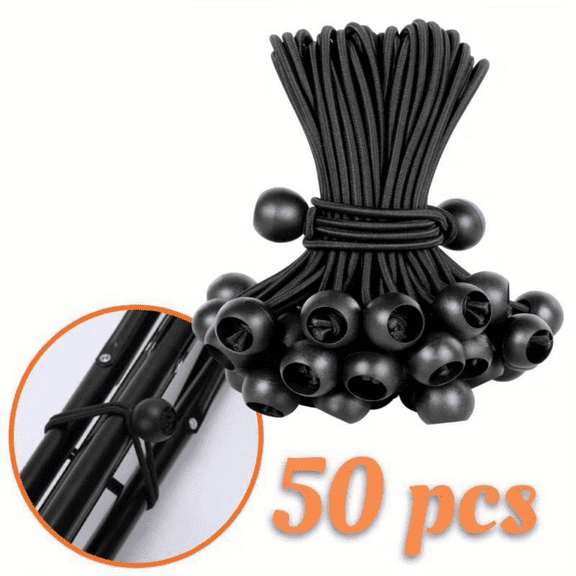 50-Pack 6-Inch Ball Bungee Cords, Heavy Duty Bungie Balls for Canopy, Tarp Tie Downs & Camping
