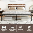thumbnail image 3 of SESSLIFE Brown Queen Metal Bed Frame, High Metal Platform Bed w/ Wood Headboard, Modern Bed Frame with Under Bed Storage, Non-Slip, No Box Spring Needed, Easy Assembly, 3 of 10