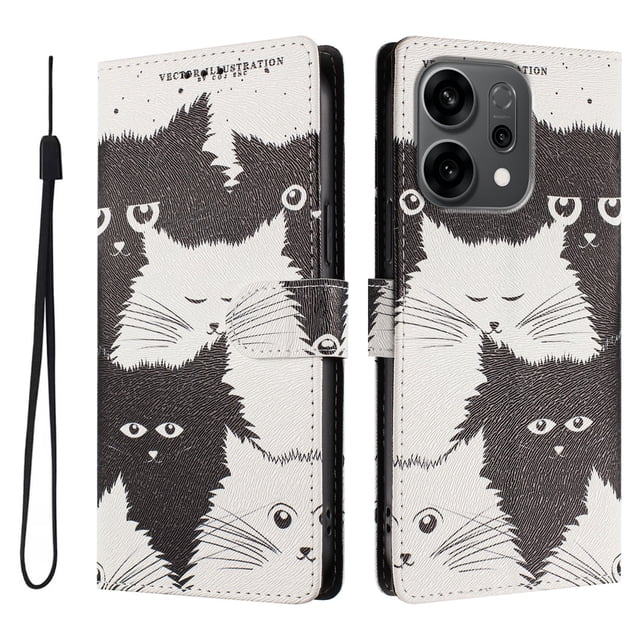 FOXDOCK Funda Tipo Cartera para OPPO Reno 14 con Soporte y Correa – Diseño de Patrones Lindos