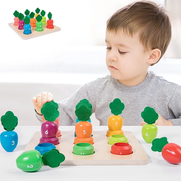 Ganfancp Rábano de Madera Tirando Del Número de Color Juego de Correspondencias Juguetes Juguetes para 3 4 Años de Edad Niñas Niños Pequeño, Educativo de Madera de Clasificación y Apilamiento de Jugu
