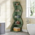 thumbnail image 5 of Tribesigns Wavy Corner Shelf, Modern 5-Tier Bookshelf Bookcase with Curvy Shape, Unique Plant Stand Display Rack for Living Room Small Space (Green), 5 of 8