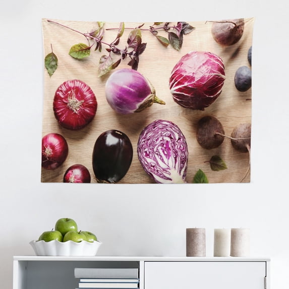 Natural Color Tapestry, Bouquet of Fresh Tulip Flowers and Colorful Easter Eggs Photo, Fabric Wall Hanging Decor for Bedroom Living Room Dorm, 2 Sizes, Multicolor, by Ambesonne