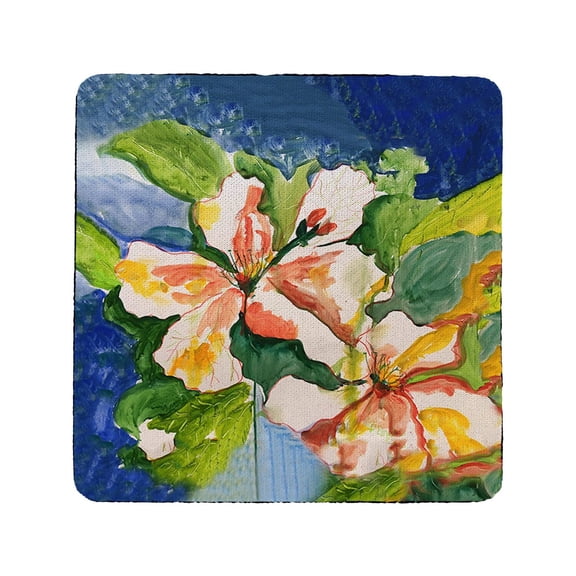 Betsy Drake Interiors White Hibiscus Coaster Set of 4
