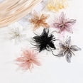 thumbnail image 4 of UNLLLL Pearl Embellished Large Crystal Flower Hair Clip, Feather Lace Floral Barrettes, Bridal Wedding Hair Accessory, for Daily Travel and Special Occasions (Gray), 4 of 5