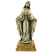 The Michelangelo Liturgical Sculpture Collection Pewter Our Lady of Grace Figurine Statue on Gold Tone Base, 4 1/2 Inch