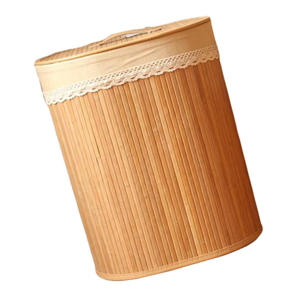 Foldable Bamboo Paper Wastebasket Trash Bin Room Tidy Office Waste Bin 