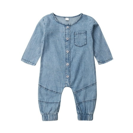 

ZIYIXIN Newborn Infant Baby Boy Girl Clothes Denim Romper Bodysuit Jumpsuit Outfits Blue 18-24 Months