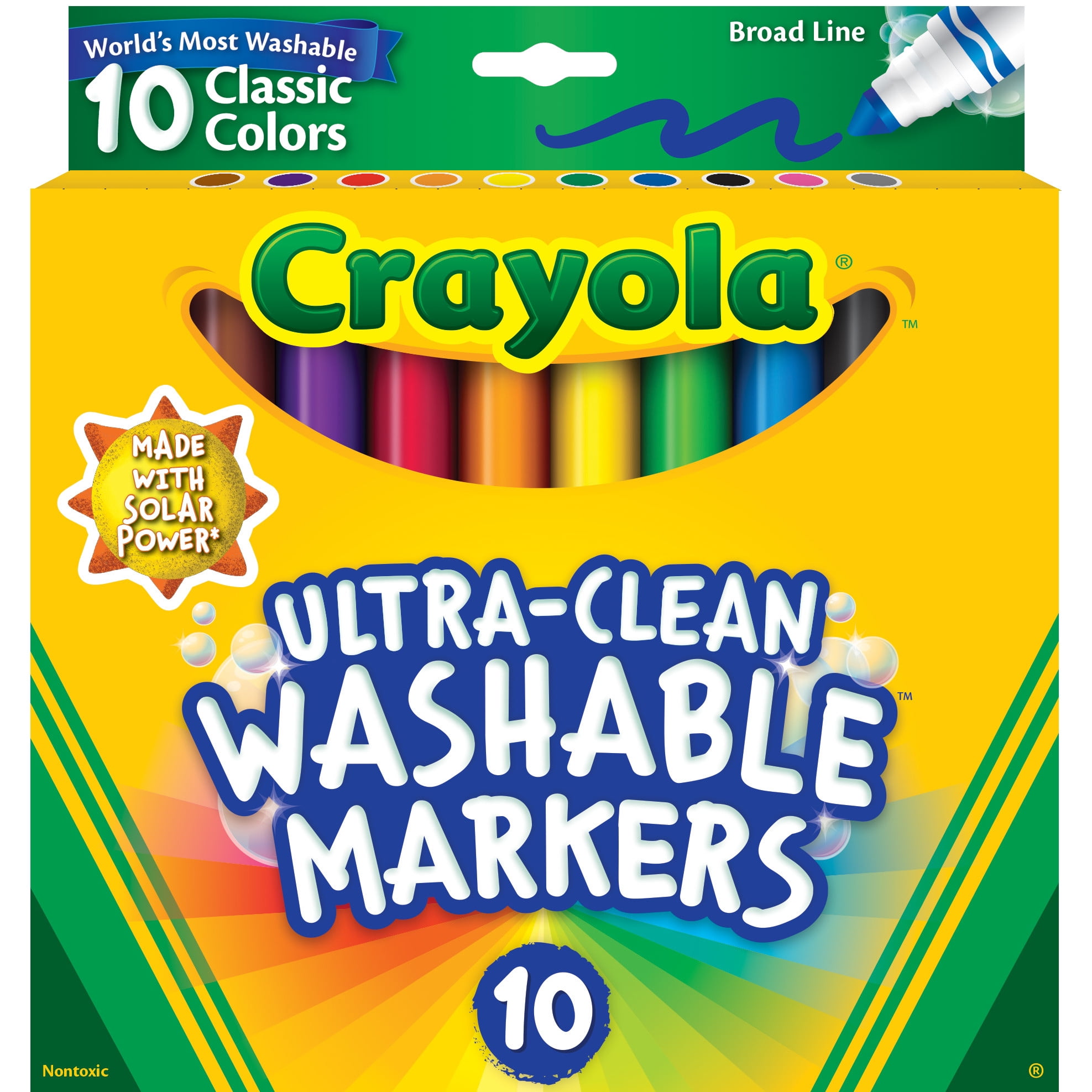 Crayola Ultra-Clean Washable Broad Line Markers, School Supplies, Stocking Stuffers, 10 Count