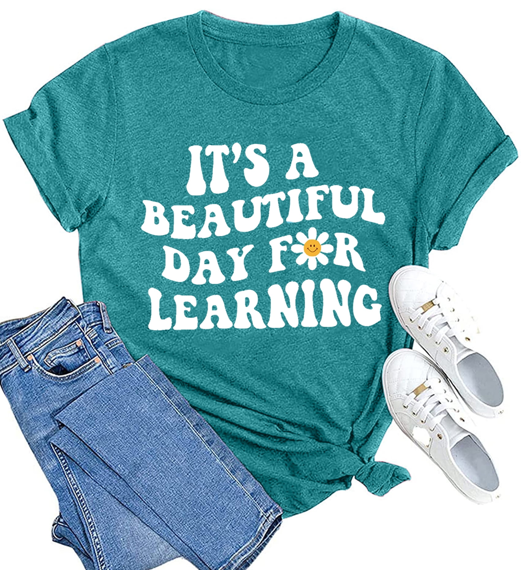 LAZYCHILD Women Teacher Life Shirt Teacher Gift Short Sleeve Shirts It