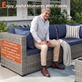 thumbnail image 4 of Omniberg 7 Pieces Outdoor Patio Furniture Sets, All Weather Outdoor Sectional Sofa PE Rattan Wicker Patio Conversation Set with Washable Cushions and Glass Coffee Table, Gray/Blue, 4 of 8