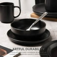thumbnail image 6 of 12-Piece Matte Black Dinnerware Set,Stoneware Dinnerware for 4, Microwave & Dishwasher Safe, Stackable Design for Kitchen and Dining - Plates and Bowls, 6 of 9