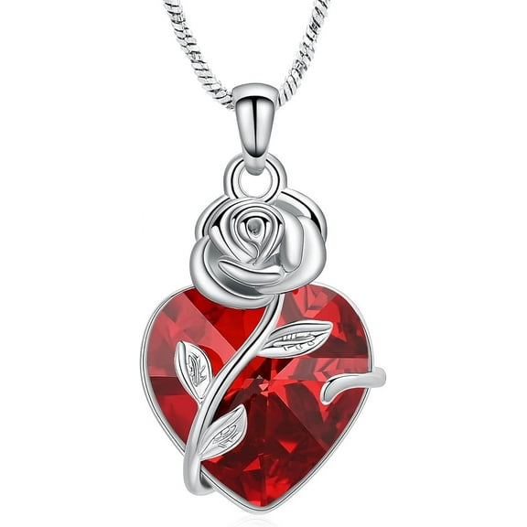 Birthstone Heart Urn Necklace for Ashes Rose Flower Cremation Jewelry for Human / Pet Stainless Steel Urn Locket Keepsake Gift