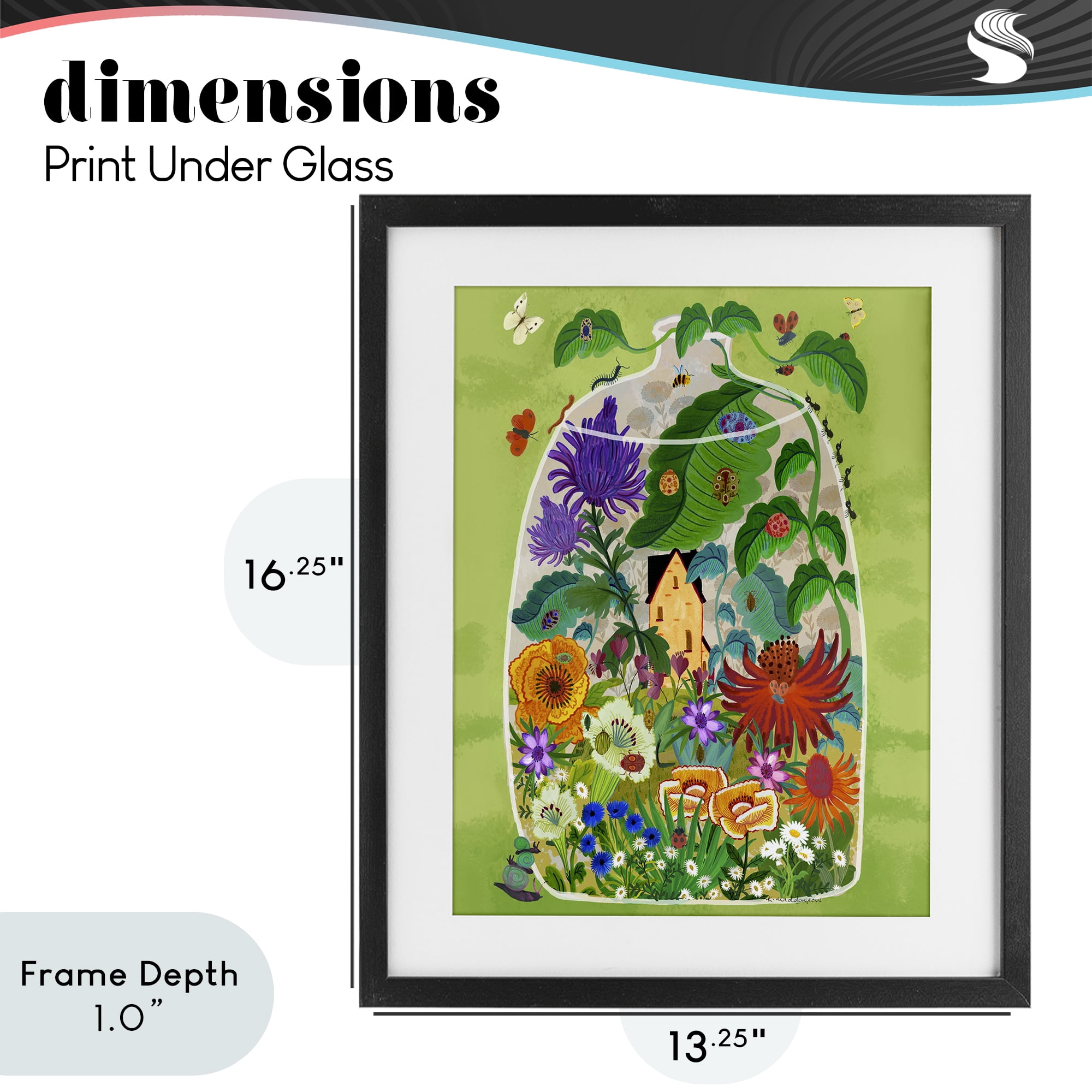 Stupell Industries Terrarium Bug Garden Black Framed Print Under Glass, design by Kay Widdowson