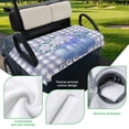 thumbnail image 5 of Golf Cart Seat Covers for 2 Seater, Blue Flower Soft Microfiber Cart Seat Towel Blanket, Green Leaves Rustic Plaid Purple Absorbent Breathable Non Slip Bench Seats Protector for Golf Course 51"x31", 5 of 9