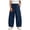 Navy, variant on Qingpeng Girls Wide Leg Pants High Waist Drawstring Striped Cuffs Lightweight Wrinkled School Outdoor Casual Spring Summer Long Pants for Kids