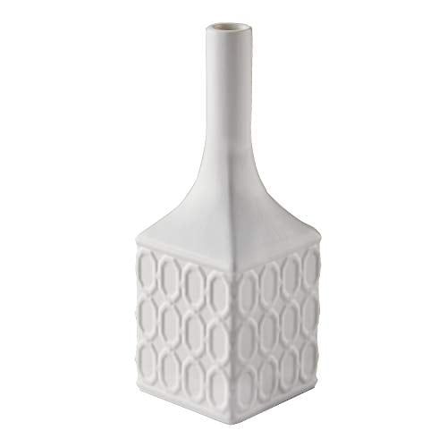 White Ceramic Fluted Square Bud Vase