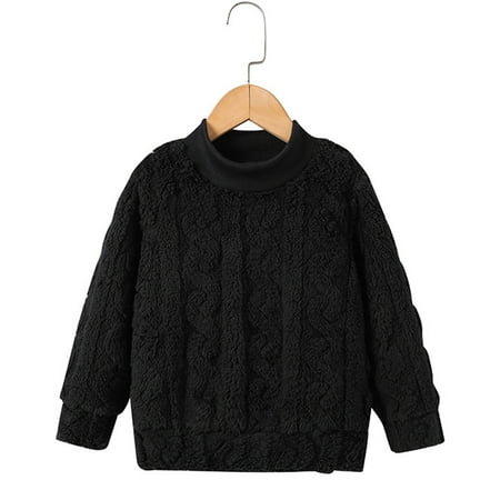 

Toddler Children Boys Girls Winter Long Sleeve Solid Fleece Hoodie Sweatshirt Tops Warm Outwear For Kids Clothes Black Black 5Y