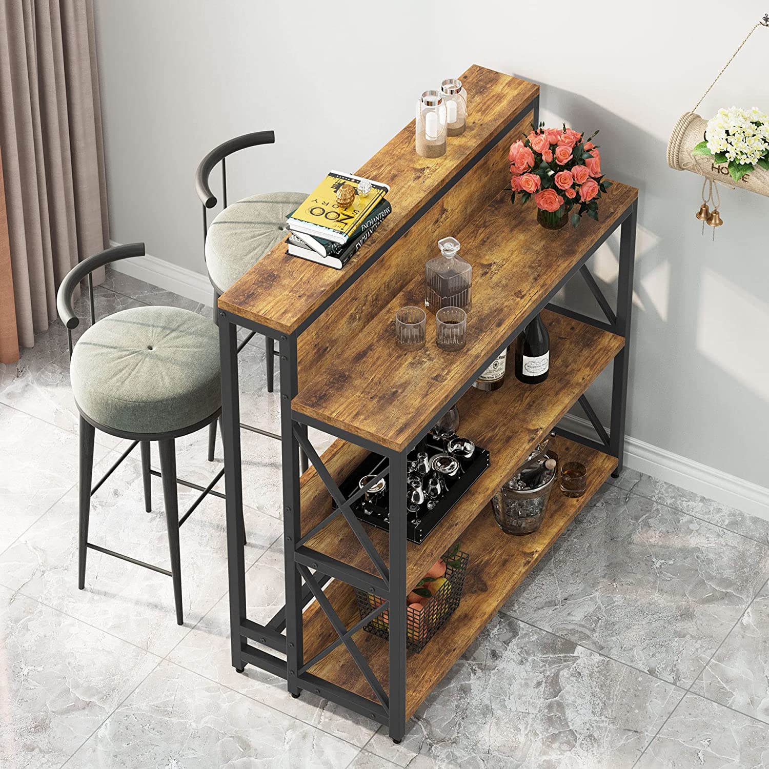 Tribesigns Bar Table, Pub Dining Height Table, Kitchen Counter with
