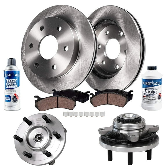 Detroit Axle - Front Disc Brake Rotors and Ceramic Pads Wheel bearing and Hubs Replacement for 2015 2016 2017 Ford F-150 4WD