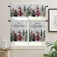 thumbnail image 2 of Christmas Kitchen Curtains and Valances Set, Red Green Plaid Leopard Xmas Tree Winter Snowflake Rod Pocket Window Valance Window Curtain Panels for Living Room Bedroom Laundry, 27.5x24in, 3 Pieces, 2 of 7