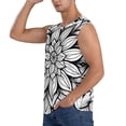thumbnail image 3 of Lsque Mandala Floral Line Art Print Men's Cotton Blend Sleeveless Muscle Shirts (S-3XL)- Moisture Wicking, Odor Protection, UPF 30+,XX-Large, 3 of 8