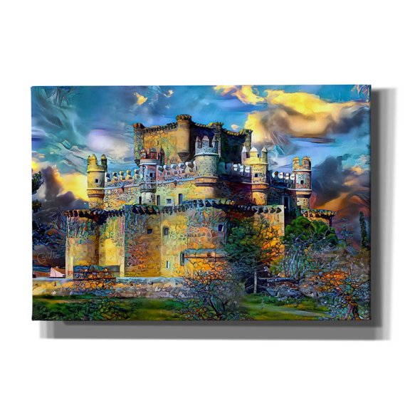 Epic Graffiti 'Toledo Spain Guadamur Castle' by Pedro Gavidia, Canvas Wall Art, 26"x18"