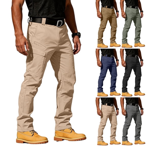 Dwellite Men's Stretch Pants, Cargo Pants,Lightweight Outdoor Work Hiking Pants with Pockets 2026 Brown XL