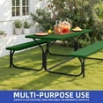 thumbnail image 3 of ModFusion 6ft Outdoor Picnic Table & Chair Set, Green Wood Frain HDPE Panels with Black Iron Legs, Detachable Design, Weather-Resistant, 3 of 8