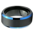 thumbnail image 2 of P. Manoukian Tungsten Wedding Band Ring 8mm for Men Women Blue Black Beveled Edge Brushed Lifetime Guarantee Size 6, 2 of 4