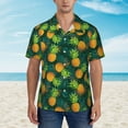 thumbnail image 2 of Sikiie Pineapples with Palm Leaves Print Men's Hawaiian Shirt, Summer Beach Button Pocket Short Sleeve T-Shirt,Medium, 2 of 7