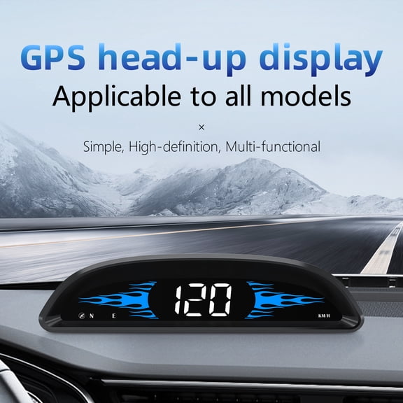 Car HUD GPS Speedometer, Digital Speed Display with Overspeed Warning Alarm, KM/H MPH Vehicle Speedometer, Head Up Display for Cars with Travel Mileage, Driving Time and Satellite Display