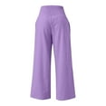 thumbnail image 5 of Aboser Womens Cotton Linen Palazzo Pants with Pockets Smocked High Waisted Pants Loose Fit Beach Lounge Pants Flowy Wide Leg Travel Trousers Purple L, 5 of 6